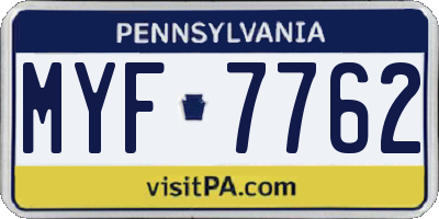 PA license plate MYF7762
