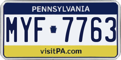 PA license plate MYF7763
