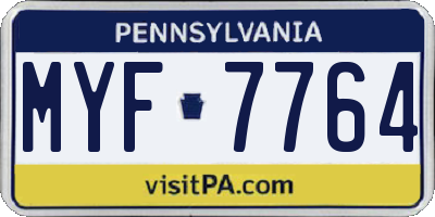 PA license plate MYF7764