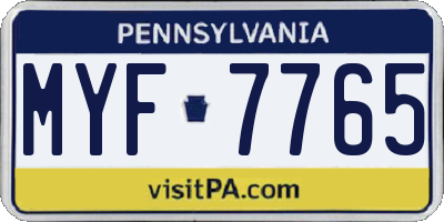 PA license plate MYF7765