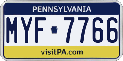 PA license plate MYF7766