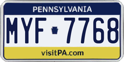 PA license plate MYF7768