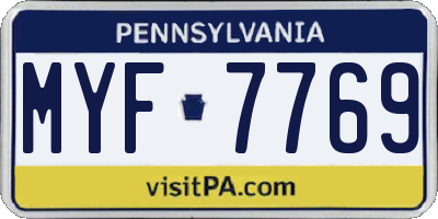 PA license plate MYF7769