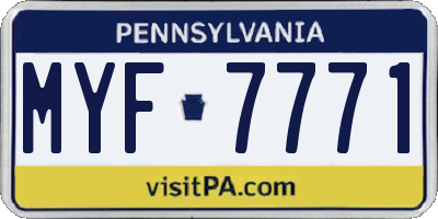 PA license plate MYF7771
