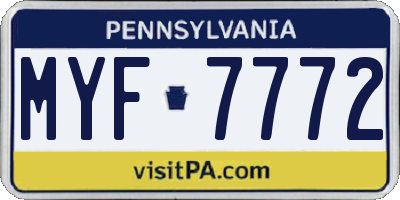 PA license plate MYF7772