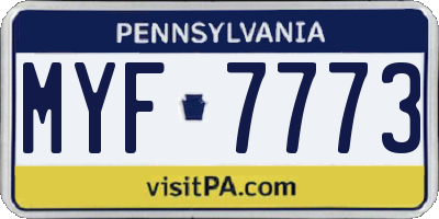 PA license plate MYF7773