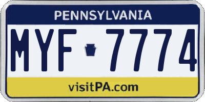 PA license plate MYF7774