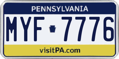 PA license plate MYF7776