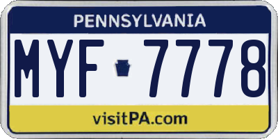 PA license plate MYF7778