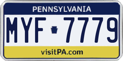 PA license plate MYF7779