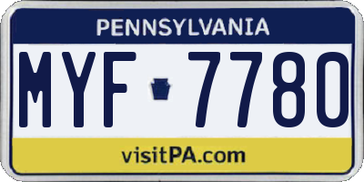 PA license plate MYF7780