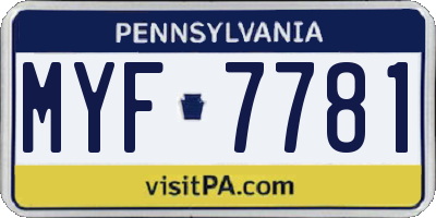 PA license plate MYF7781