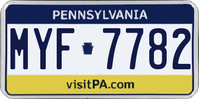 PA license plate MYF7782