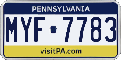 PA license plate MYF7783