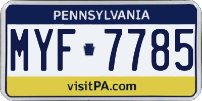 PA license plate MYF7785