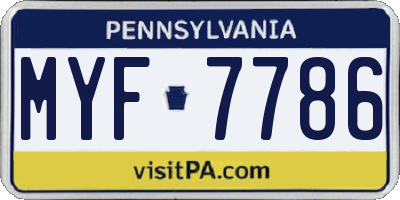 PA license plate MYF7786