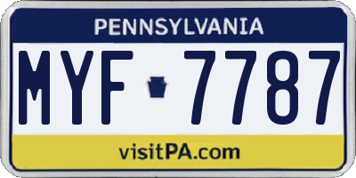 PA license plate MYF7787
