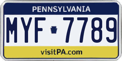 PA license plate MYF7789