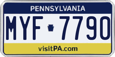 PA license plate MYF7790