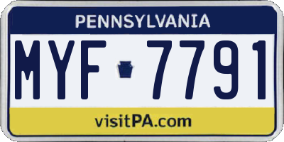 PA license plate MYF7791