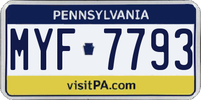 PA license plate MYF7793