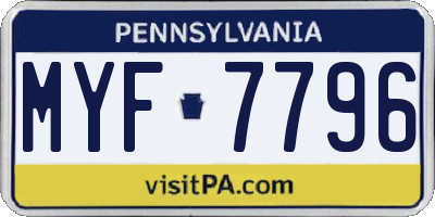 PA license plate MYF7796