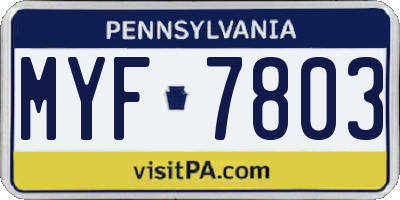 PA license plate MYF7803