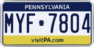 PA license plate MYF7804