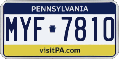 PA license plate MYF7810