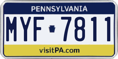 PA license plate MYF7811