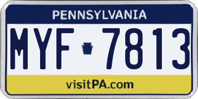 PA license plate MYF7813