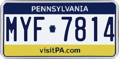 PA license plate MYF7814