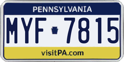 PA license plate MYF7815
