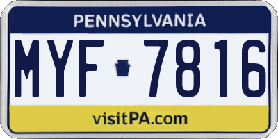 PA license plate MYF7816