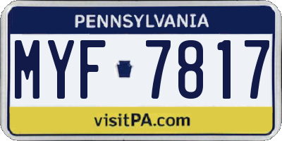PA license plate MYF7817