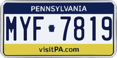 PA license plate MYF7819
