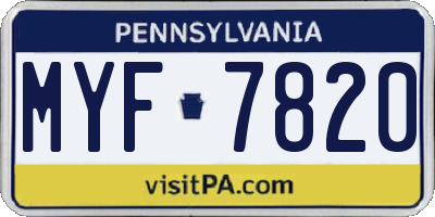 PA license plate MYF7820