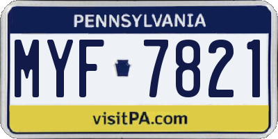 PA license plate MYF7821