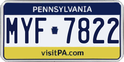 PA license plate MYF7822