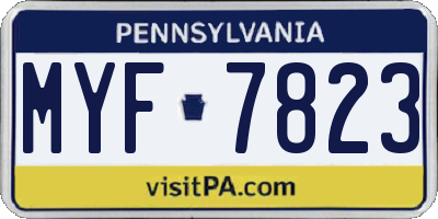 PA license plate MYF7823