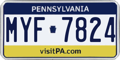 PA license plate MYF7824