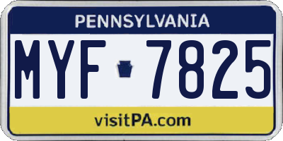 PA license plate MYF7825