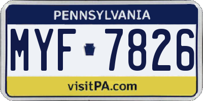PA license plate MYF7826