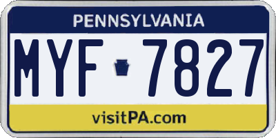 PA license plate MYF7827