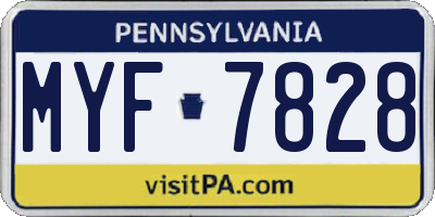 PA license plate MYF7828