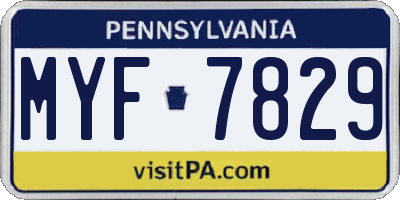 PA license plate MYF7829
