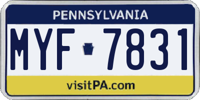 PA license plate MYF7831