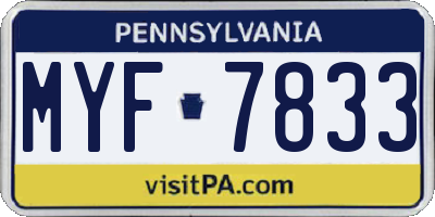 PA license plate MYF7833