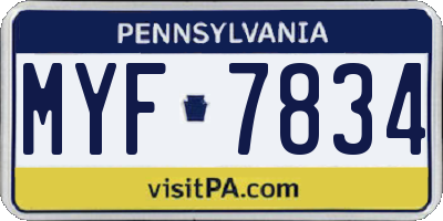 PA license plate MYF7834