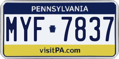 PA license plate MYF7837